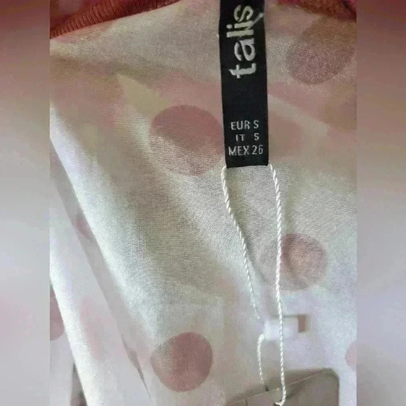 TALIS large polka dot blouse with ribbed cuffs and ruffles. NEW WITH TAGS. small - Picture 7 of 9